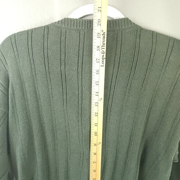 Paul Et Duffier Button-Up Cardigan Sweater Women Small Green Crop Boxy - Picture 8 of 10